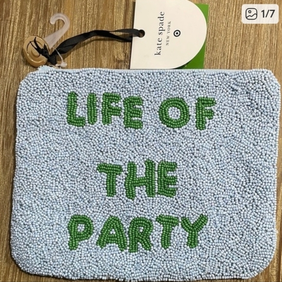 Kate Spade X Target Handbags - Kate Spade Light Blue and Green Beaded Clutch